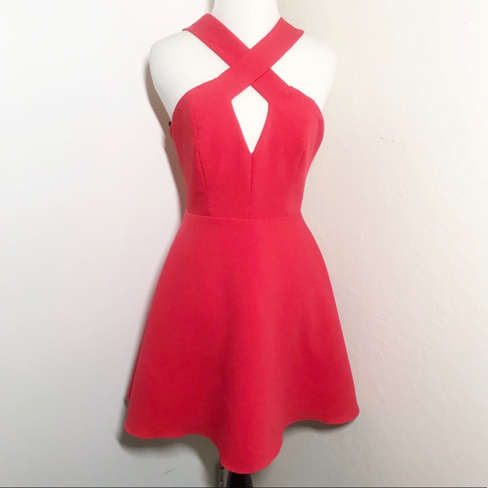 Lulu’s Red Halter Cross Straps Dress. XS